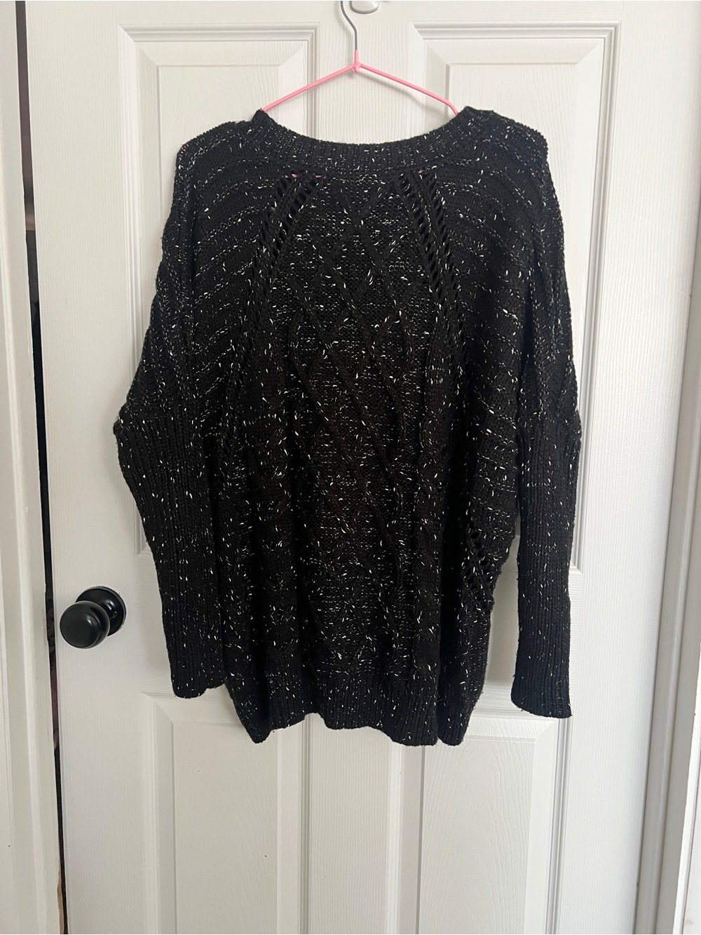 Cotton On Black Speckled Cable-Knit Crewneck Sweater